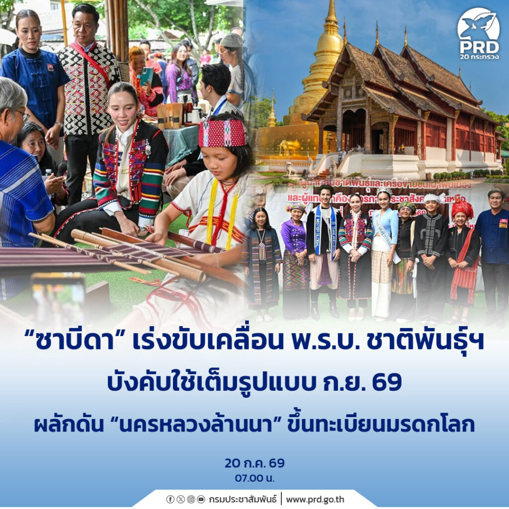 &ldquo;ซาบีดา&rdquo; เร่งขับเคลื่อน พ.ร.บ. ชาติพันธุ์ฯ บังคับใช้เต็มรูปแบบ ก.ย. 69 ผลักดัน &ldquo;นครหลวงล้านนา&rdquo; ขึ้นทะเบียนมรดกโลก 